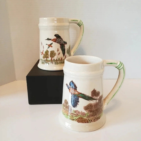 Vintage Set of 2 Brentleigh  Ware Staffordshire Mallard Duck/Pheasant Stein. - Picture 1 of 14